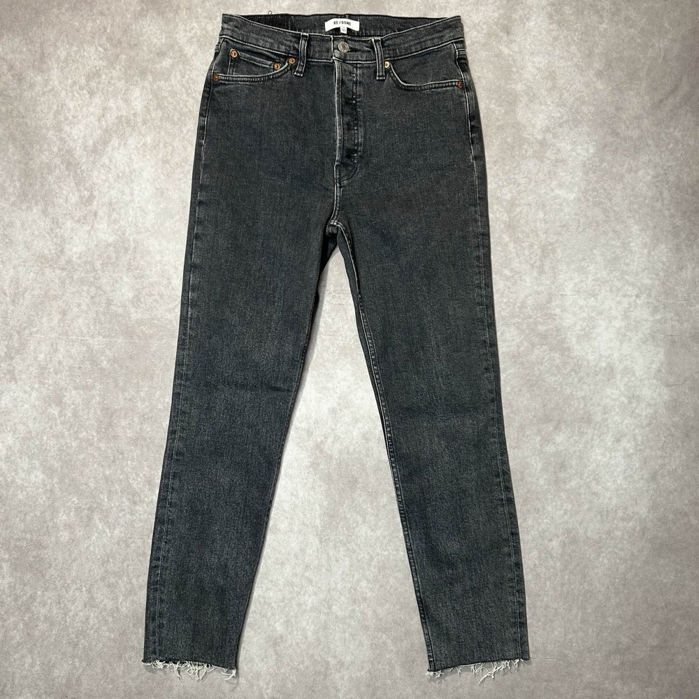 RE/DONE Originals 90s High Rise Ankle Crop in Stoned Noir Size 29 Black Jeans